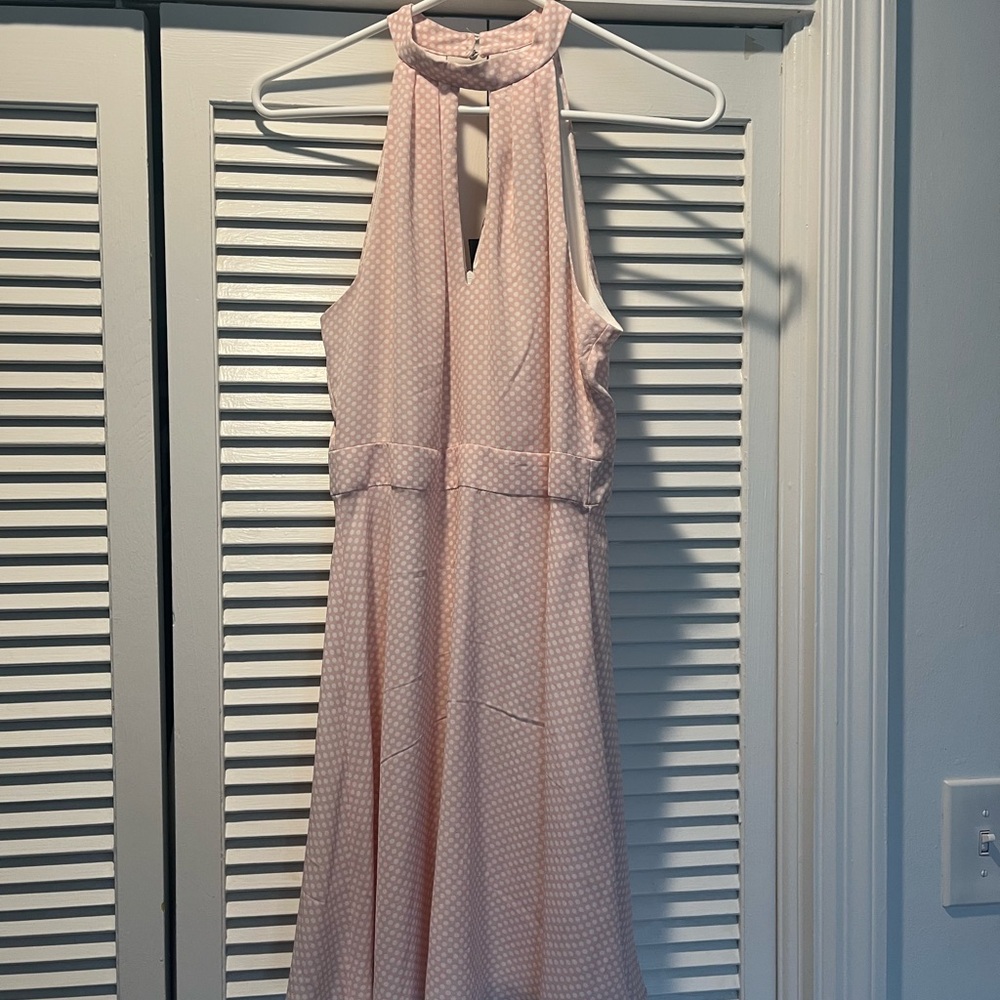Express Pink/White Halter Sleeveless Mini Dress